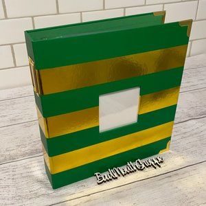 The Paper Studio Gold Green Stripes Scrapbook Notebook Binder